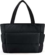 HOTOR Puffer Tote Bag for Women, Nurses - Multi-Pocket Lightweight Bag for Work - Quilted Handbag for Travel and Gym