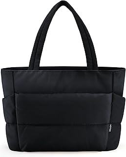 HOTOR Puffer Tote Bag for Women, Nurses - Multi-Pocket Lightweight Bag for Work - Quilted Handbag for Travel and Gym