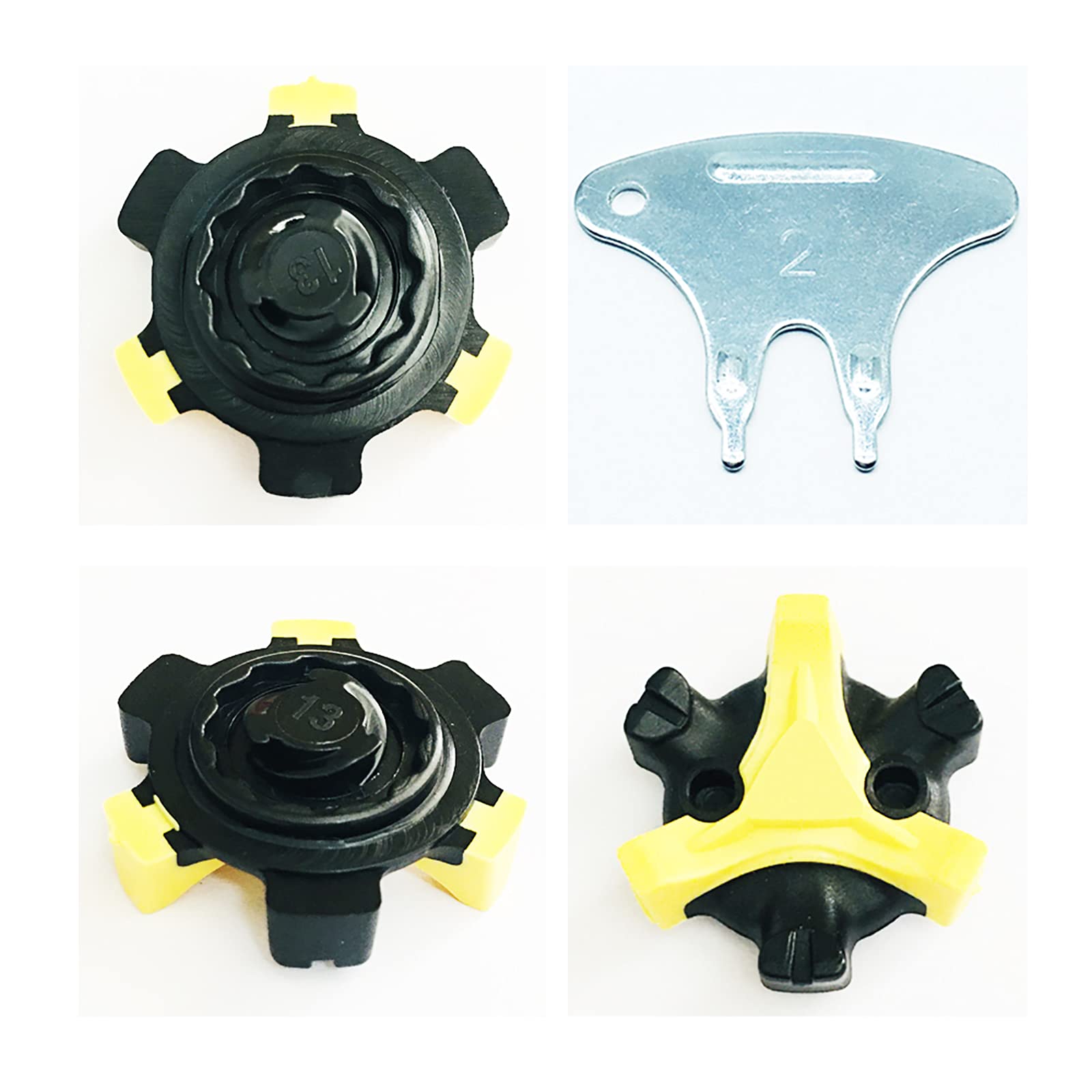 LONGKUN 28 Count Slim-Lock Golf Shoe Spikes Replacements Tooth Height 3.5MM Golf Shoe Cleats Golf Spikes Easy Install Golf Shoes (Black/Yellow)