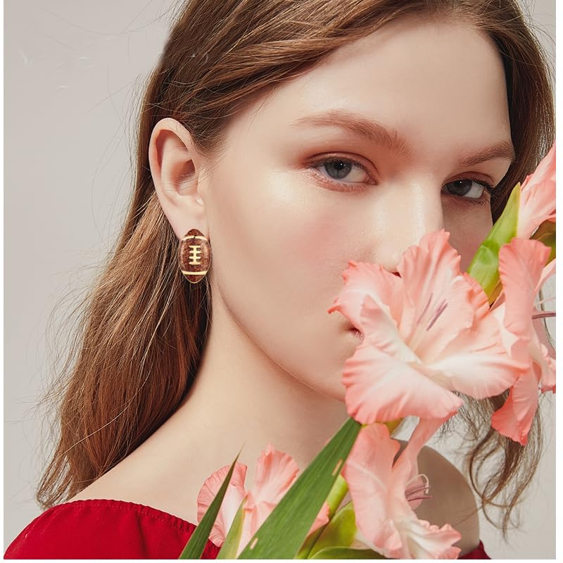 ONLYJUMP Rhinestone Sports Ball Stud Earrings for Women Basketball Volleyball Baseball Soccer Football Rugby Earrings Silver Plated Cubic Zirconia Crystal Stud Player Fan Gifts Souvenirs4