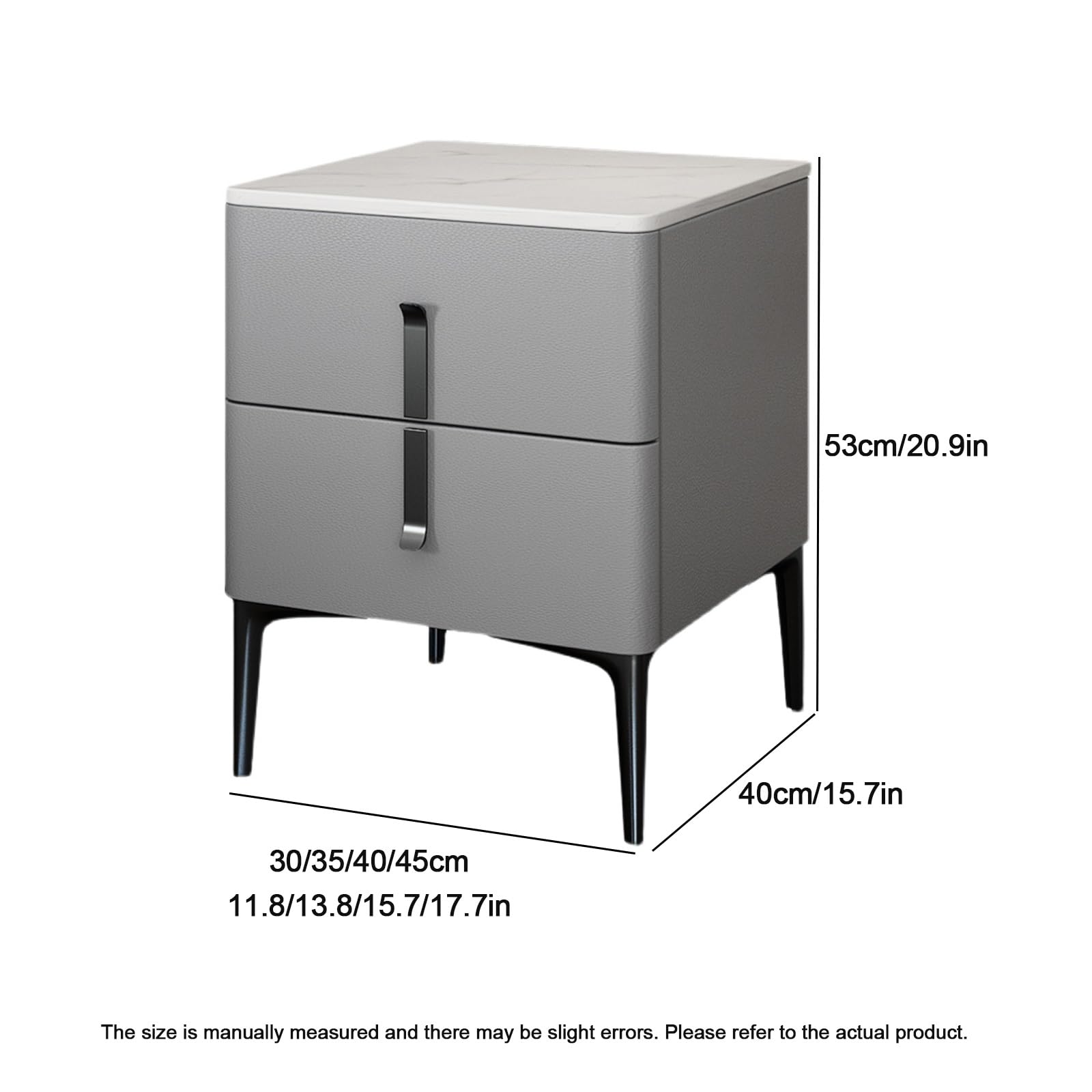 Table de Chevet avec tiroir de Rangement pour Chambre ou Salon, Design Moderne, Meuble Gain de Place, Finition Grise, 35 x 40 x 53 cm