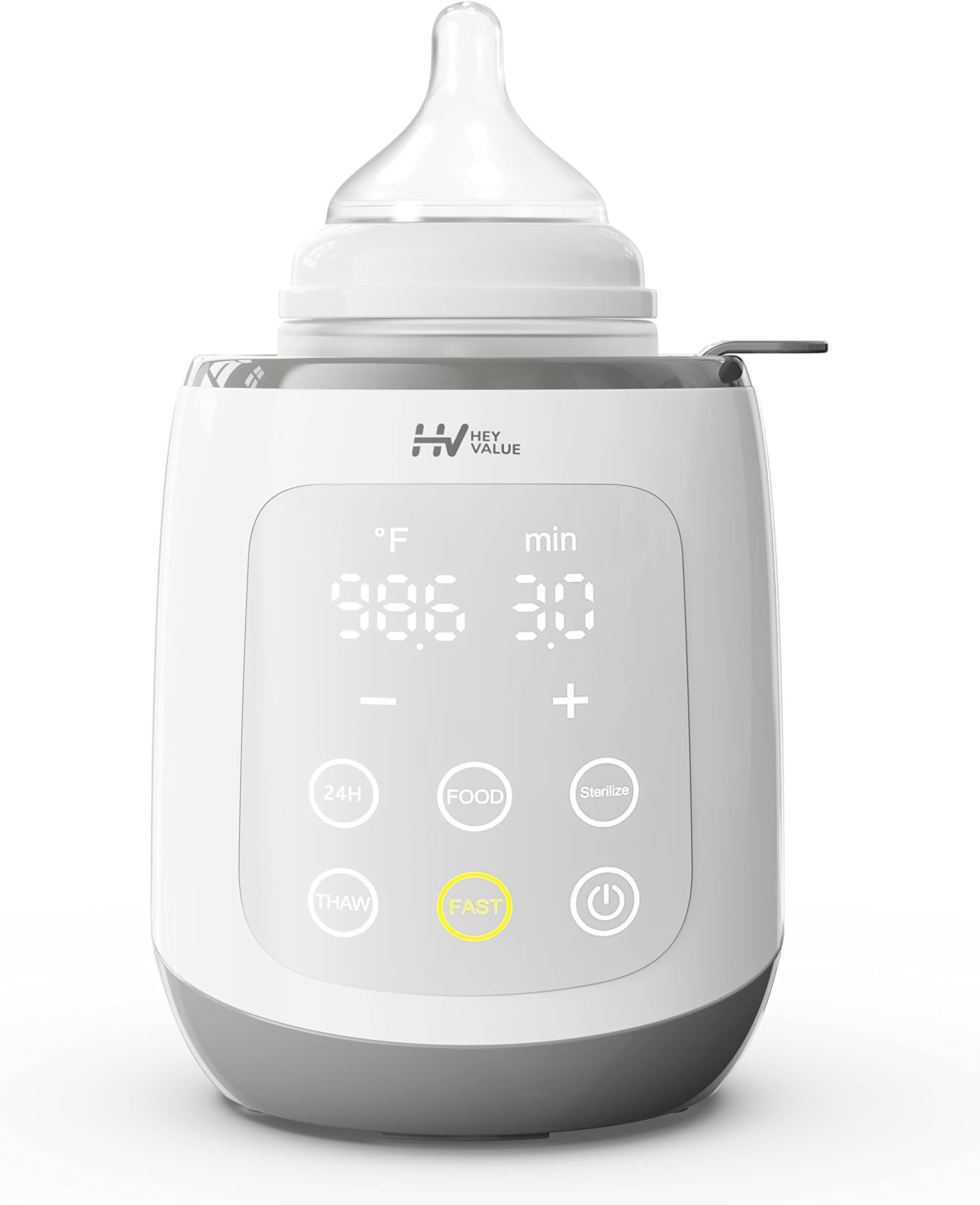 HEYVALUE Bottle Warmer, Baby Bottle Warmer 10-in-1 Fast Baby Food Heater&Thaw BPA-Free Milk Warmer with IMD LED Display Accurate Temperature Control for Breastmilk or Formula