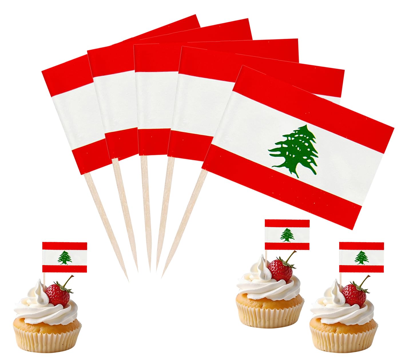 JBSJBS Lebanon Flag Lebanon Cupcake Topper Flags Banner Mini Small Lebanese Toothpick Stick Flags Cake Party Festival Theme Decorations(100Pcs) — image 1