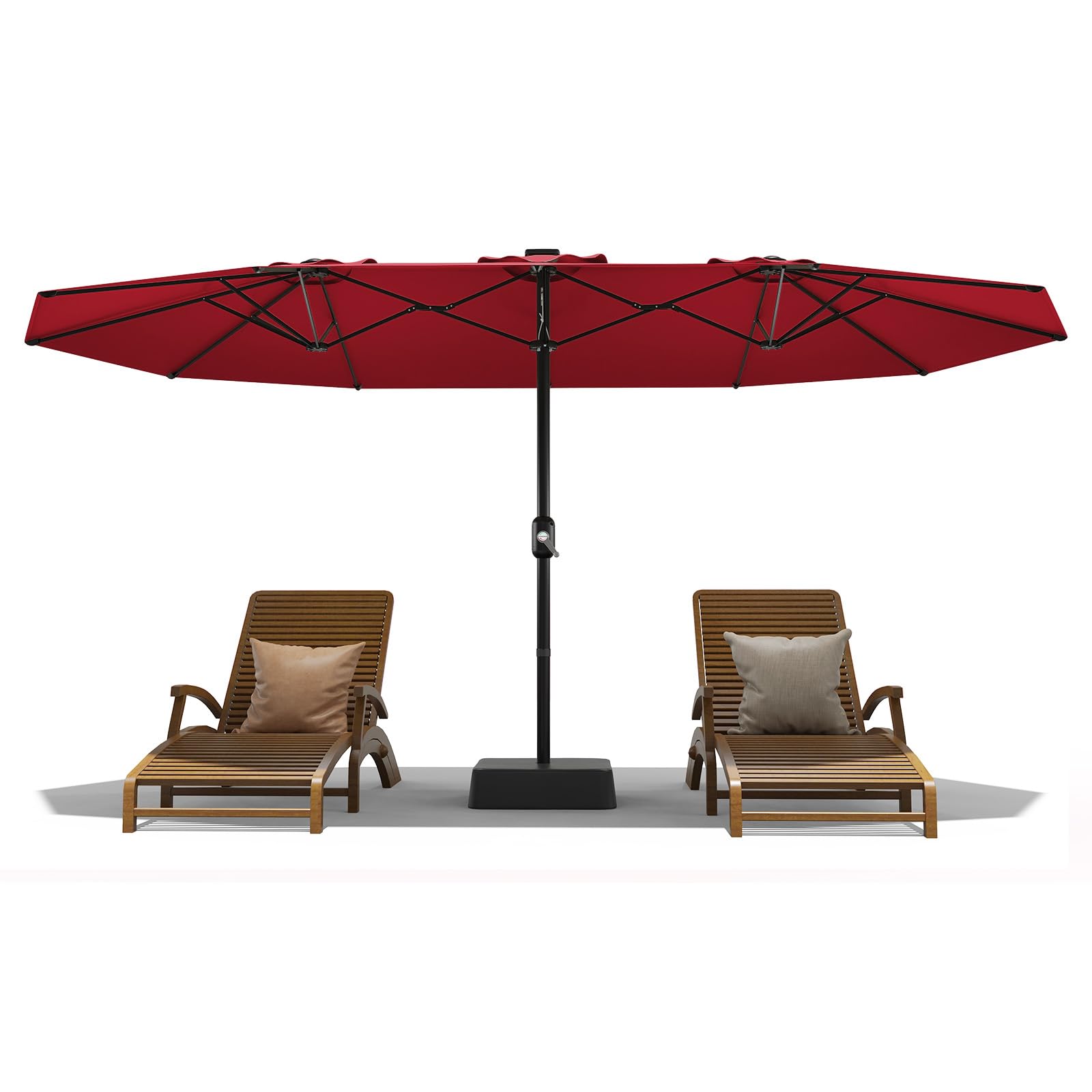 GarveeHome 13ft Large Patio Umbrellas with NO Base, Outdoor Double-Sided Rectangle Market Umbrella with Crank Handle, for Pool Lawn Garden