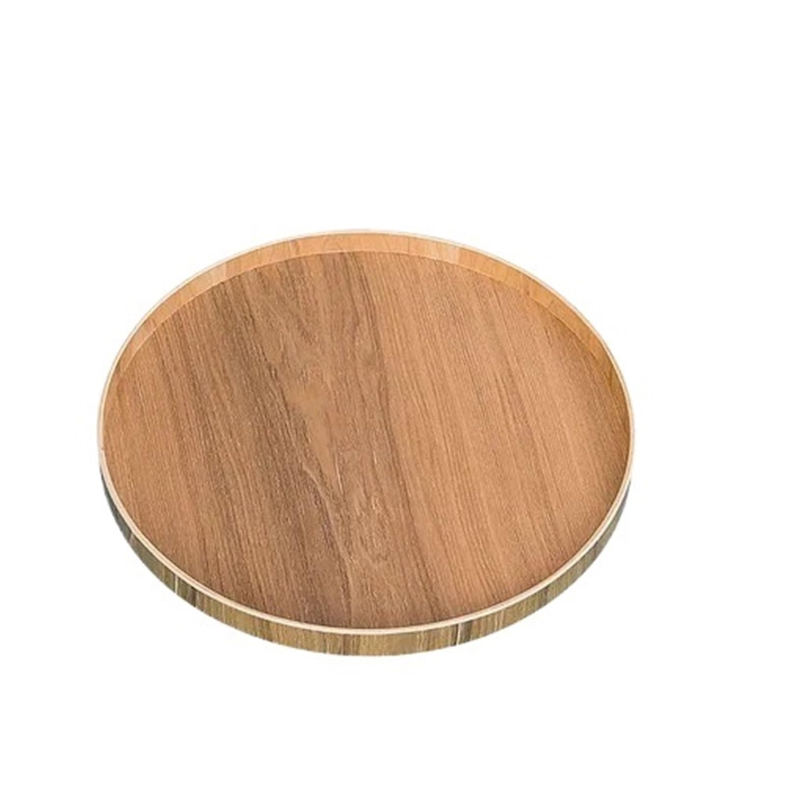 Bandeja para Servir (2 Unidades), Redonda de Madera Maciza, para té, café, Aperitivos, té, Rectangular, Tradicional (Redonda, Negra, 24 cm)