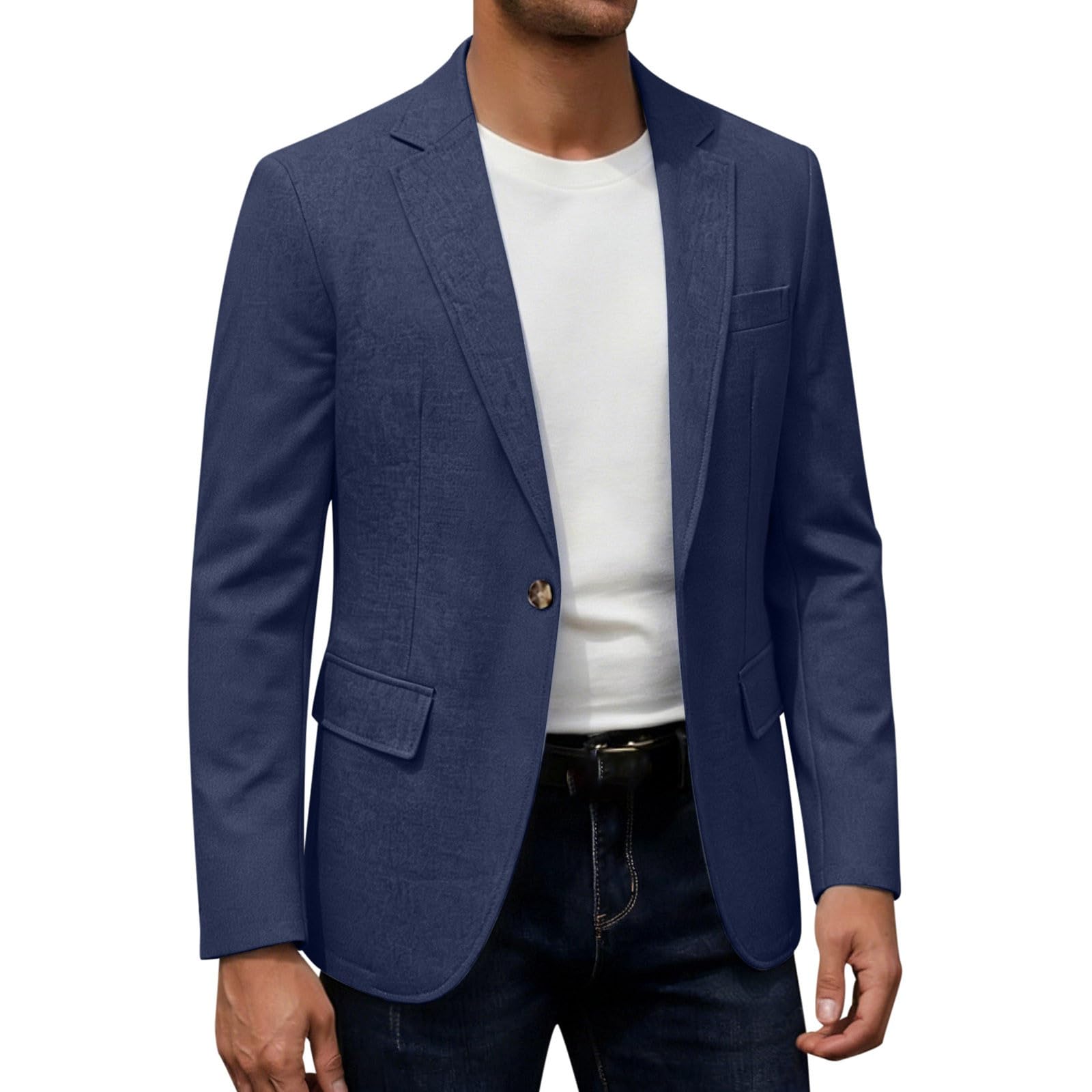 Hanraz Leinensakko Herren Sommer Sakko Leichter Blazer Aus Lyocell Leinen Mix, Langarm Revers Sakko Mit Attrappen Taschen, Einreiher Business Freizeit Jacke Für Alltag Sommer