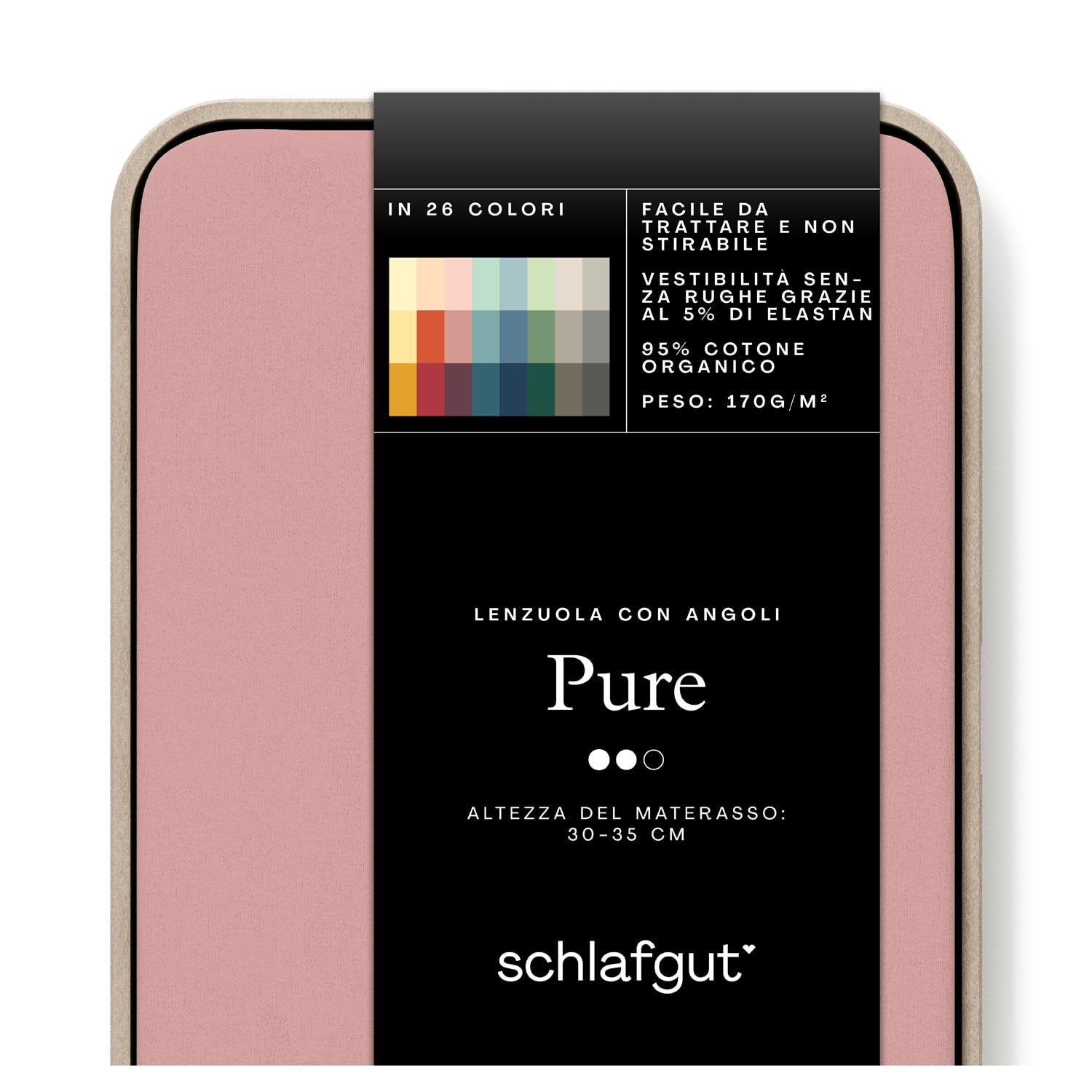 Schlafgut Pure - Lenzuolo Con Angoli In Cotone Biologico Ed Elastan, Adatto A Materassi Fino A 10 Cm, Colore Sand Mid