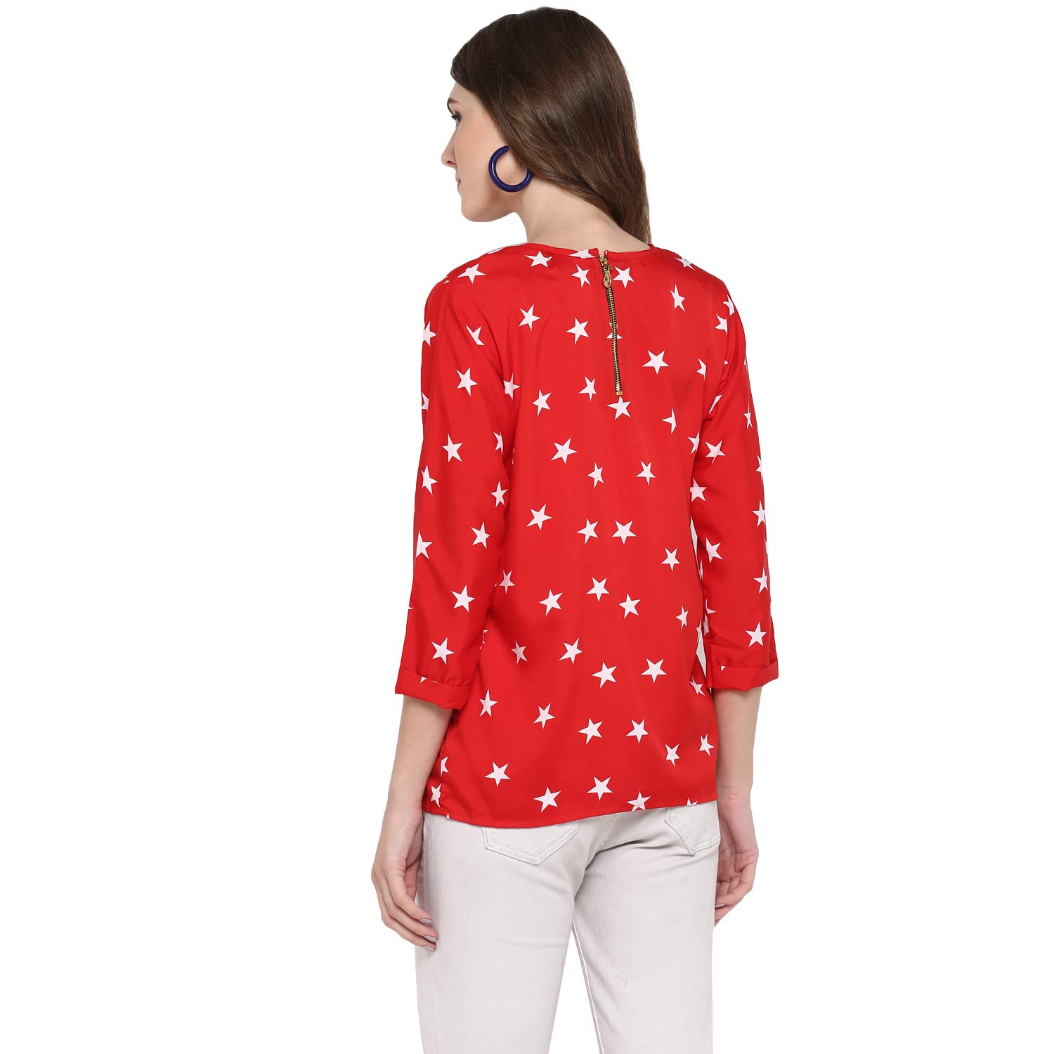 Indietoga Women's Red Star Crepe Tops (X-Large) 2