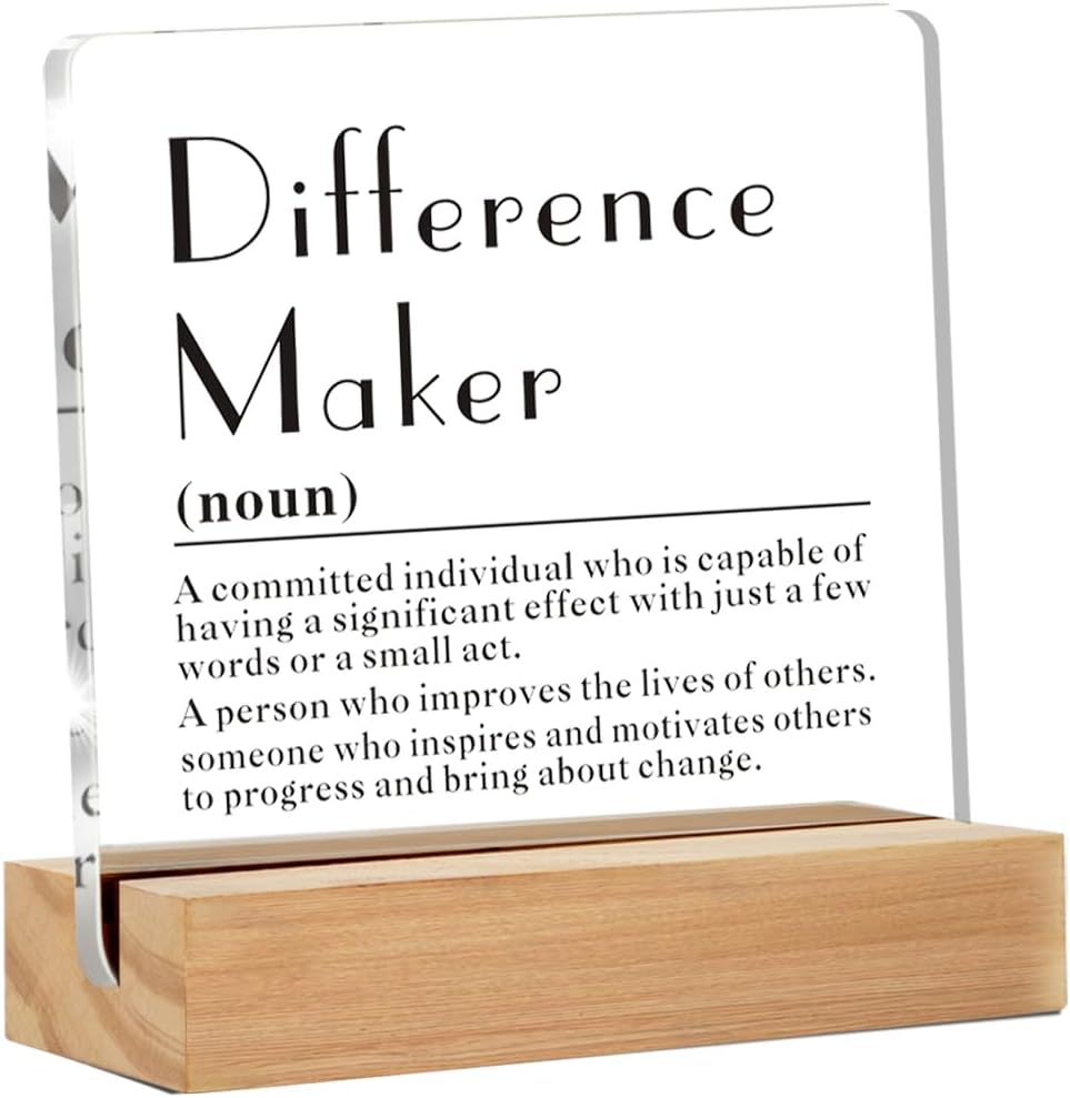 Office Desk Decor Difference Maker Wooden Sign - Appreciation Gift For  Teachers, Bosses, Coworkers Thank You Sign