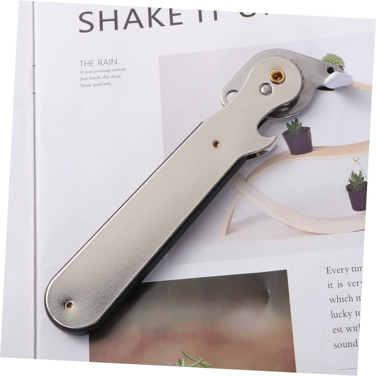 OUNONA Manual Stainless Steel Can Opener with Comfortable Grip Handle Portable Bottle Opener Tool for Camping Travel Home Use for Weak Hands and Piercing