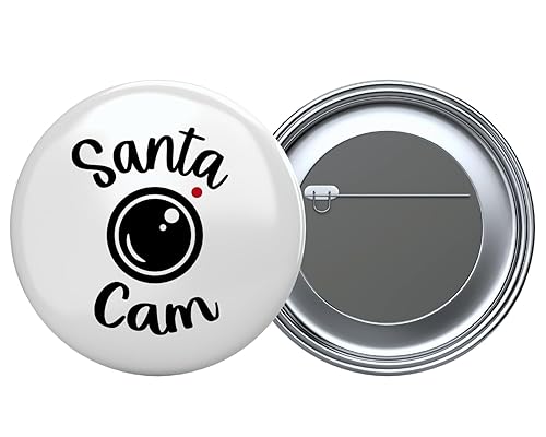 Santa Cam Button, Christmas Button, Funny Christmas Pin 2.25" Round Pinback Button, Christmas Button, Santa Cam Button Christmas Pinback Button