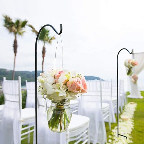 Miniatura 8 de BEAU JARDIN Gancho de pastor de 65 pulgadas de alto 12 pulgadas de grosor, Metal de alta calidad, resistente para exteriores, Ganchos de pastor para