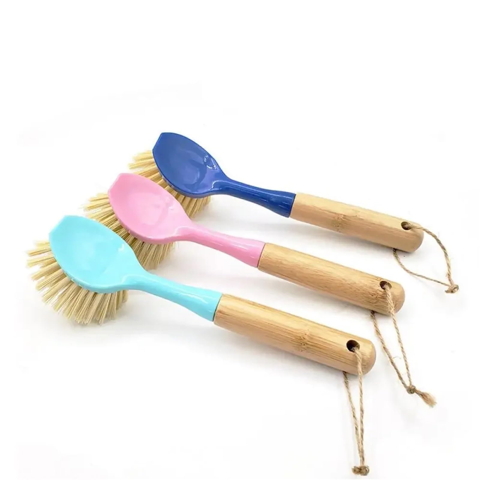 Cepillo para Platos, Cepillo de Limpieza de ollas, Mango de Madera Antiadherente, depurador Largo, descontaminación, Multicolor(2pcs White)