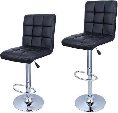 2 taburetes de bar de cuero negro de diseño moderno, ajustable, giratorios, BrandMagaz, juego de bar de cocina, taburetes de bar, sillas de bar,