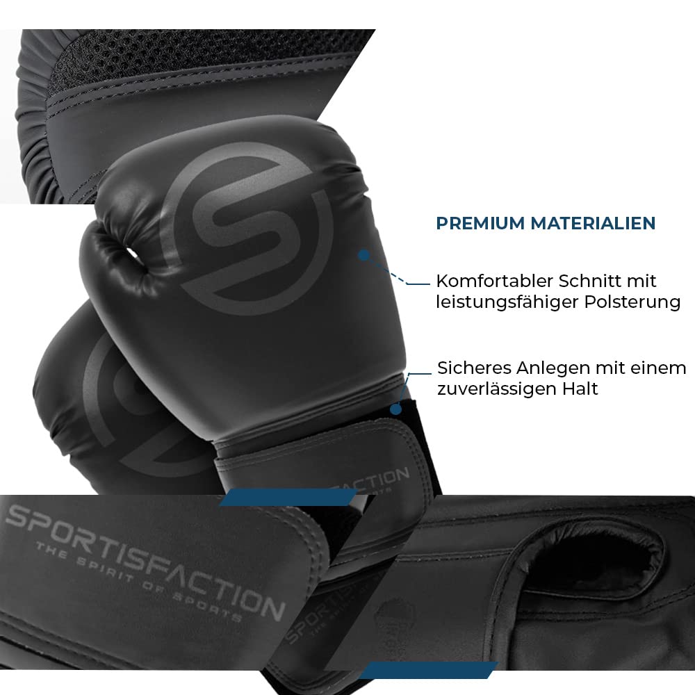 Boxhandschuhe Gewichtsklassen 8oz - 14oz | Boxhandschuhe Set inkl. Bandagen & Springseil | Boxhandschuhe schwarz hochwertiges PU-Leder | Schutz & Unterstützung der Handgelenke