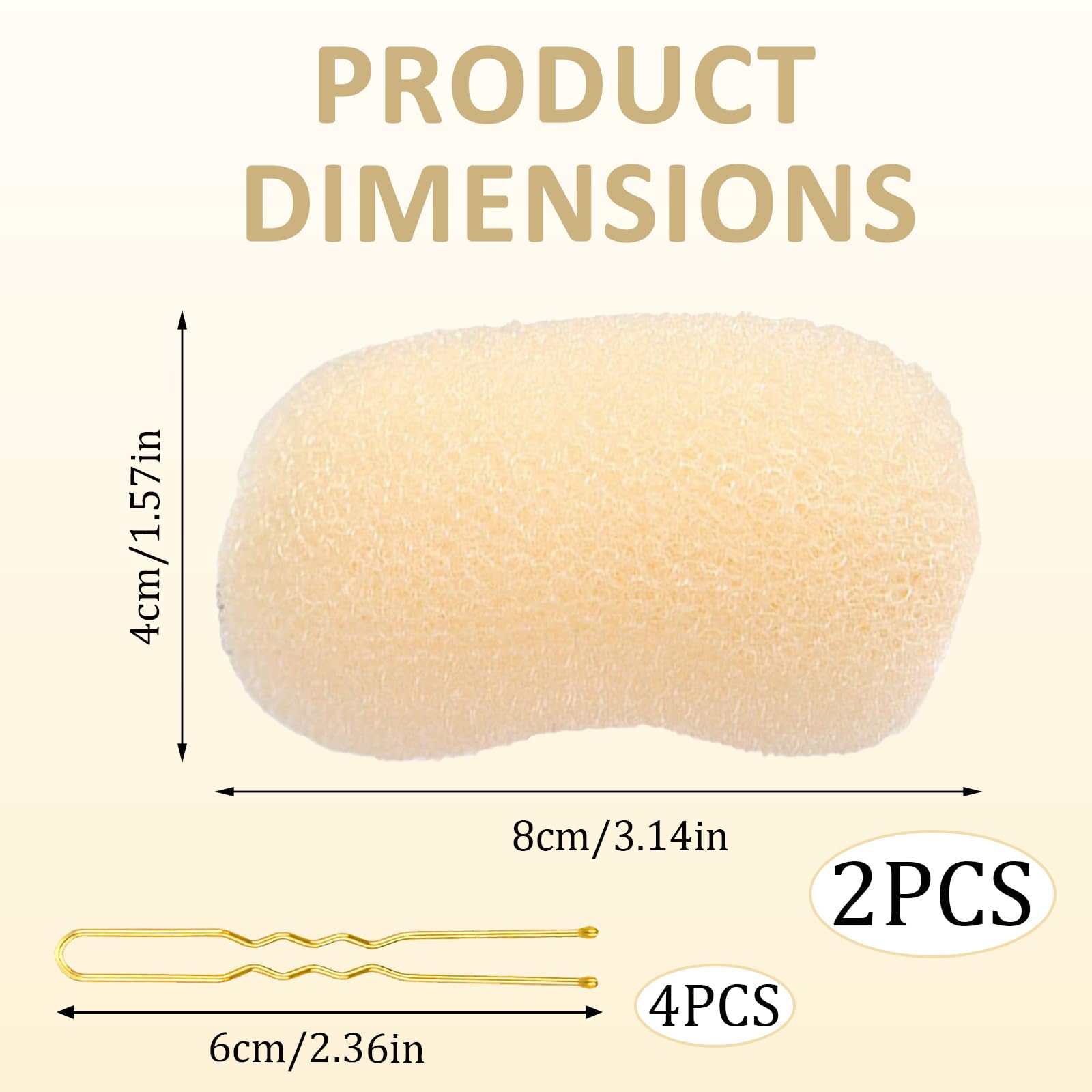 2PCS Hair Padding,Hair Updo Accessories,Hair Padding for Updos,Hair Bump up Sponge,Bump It up Volume Hair Base Clip,Volume Hair Bump Inserts Hair Pads for Women Girls DIY Hairstyles (Beige) - Image 3