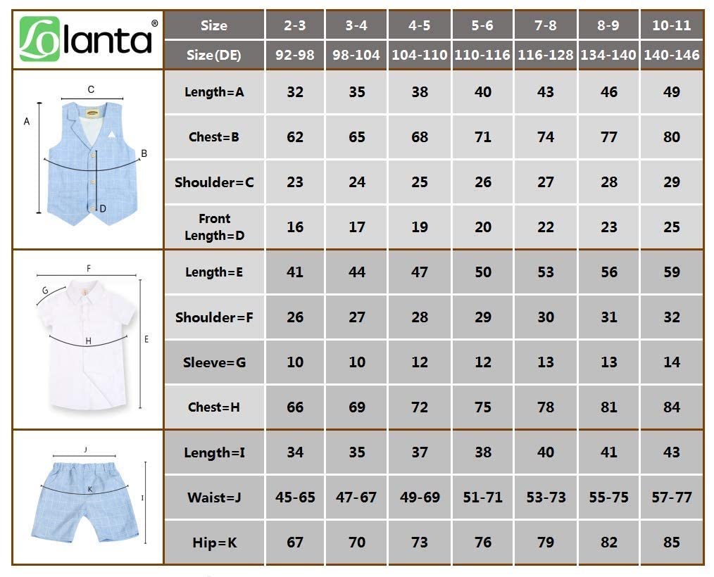 LOLANTA 4PZ Completo Cerimonia Bambino, Abito Bimbo Estivo con Gilet Pantalone Camicia e Papillon per 2-12 Anni