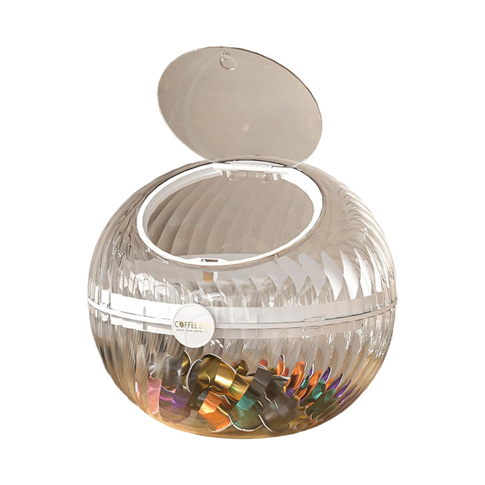 LIXSAZSE Durable Coffee ForCapsule Storage For Different Coffee Types PET ForCapsule Storage Box Organizer, White circle