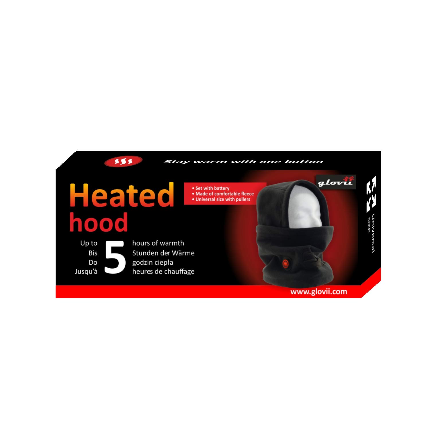 Capucha Universal Termoactiva Calentada por Batería, Pasamontañas, Negro, Tamaño: Uni