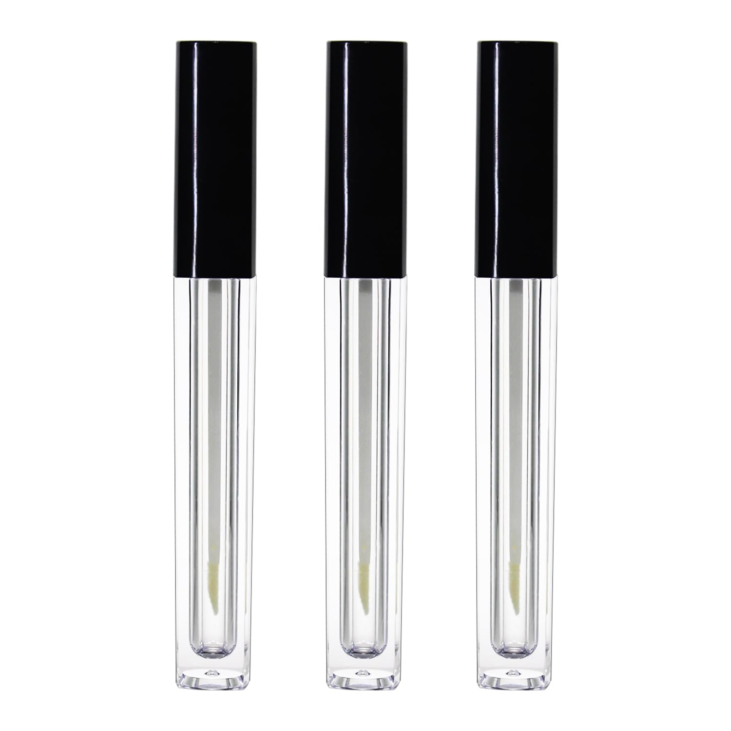 nsb herbals 5 ML Square Premium Acrylic Empty Lip Gloss, Lip Care, Cosmetic, Mascara, Liquid Eye Shadow, Transparent Empty Clear Lip Containers Tubes, Refillable Bottle With Plug (Pack of 3)