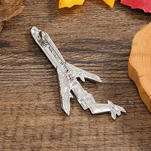 Image of Rhinestone Airplane Brooch Pin for Women Girls Silver Tone Fashion Pave Crystal Flying Plane Lapel Pins Badge Dress Suit Scarft Accessories Holiday Party Jewelry Unisex Souvenir Gifts for Flight Crew Aviator Lover