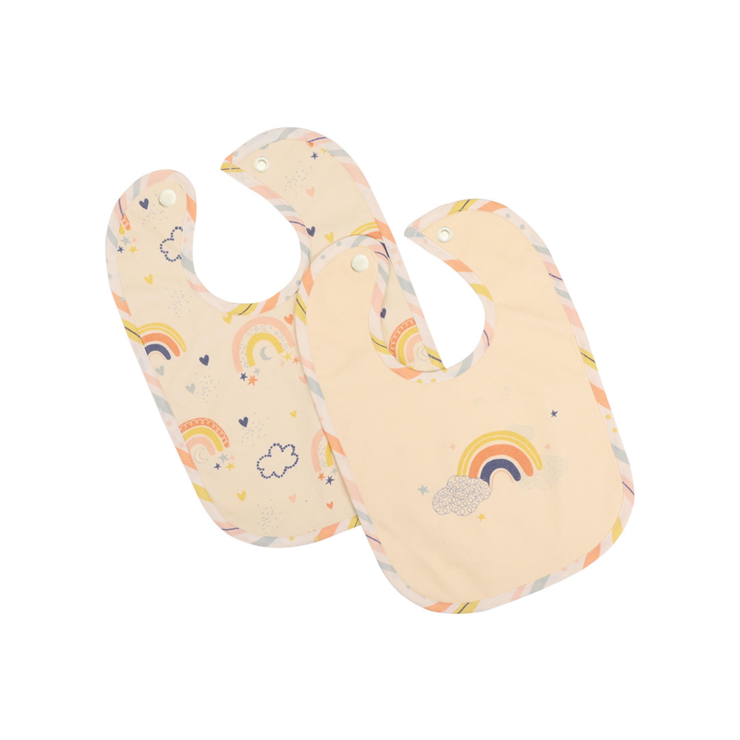abracadabra Cotton Jersey Toddler Bibs (Set of 2) – Soft, Super Absorbent & Lightweight With Adjustable Snaps - Rainbow-image-6