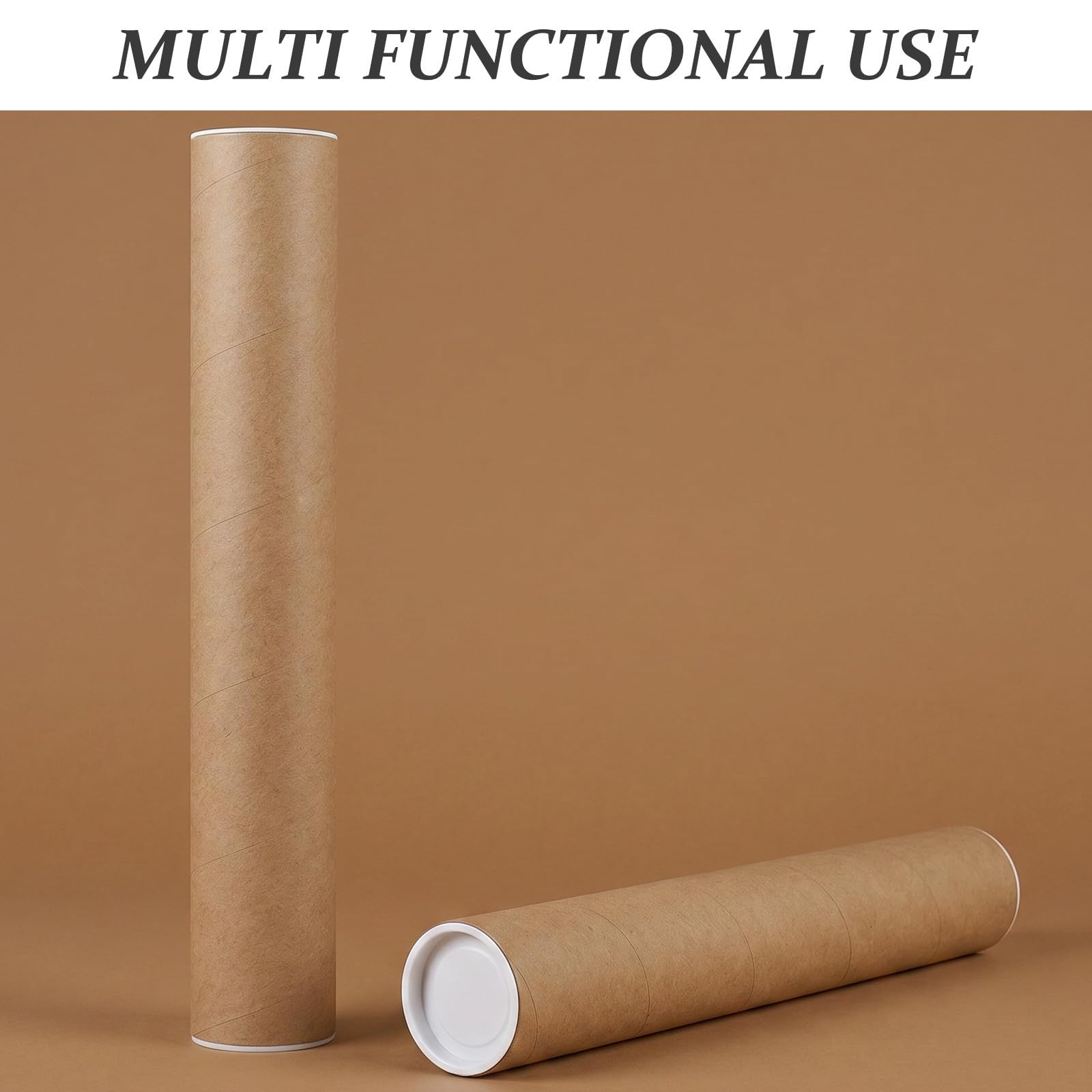 8 tubi di cartone kraft con tappi in plastica, cilindri rinforzati 40x5 cm per spedizioni di disegni tecnici e poster