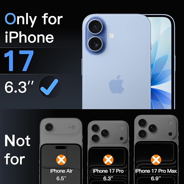 JETech Screen Protector for iPhone 17 6.3-Inch, Tempered Glass Film with Easy Installation Tool, 9H Hardness, Case-Friendly, 3-Pack - 1