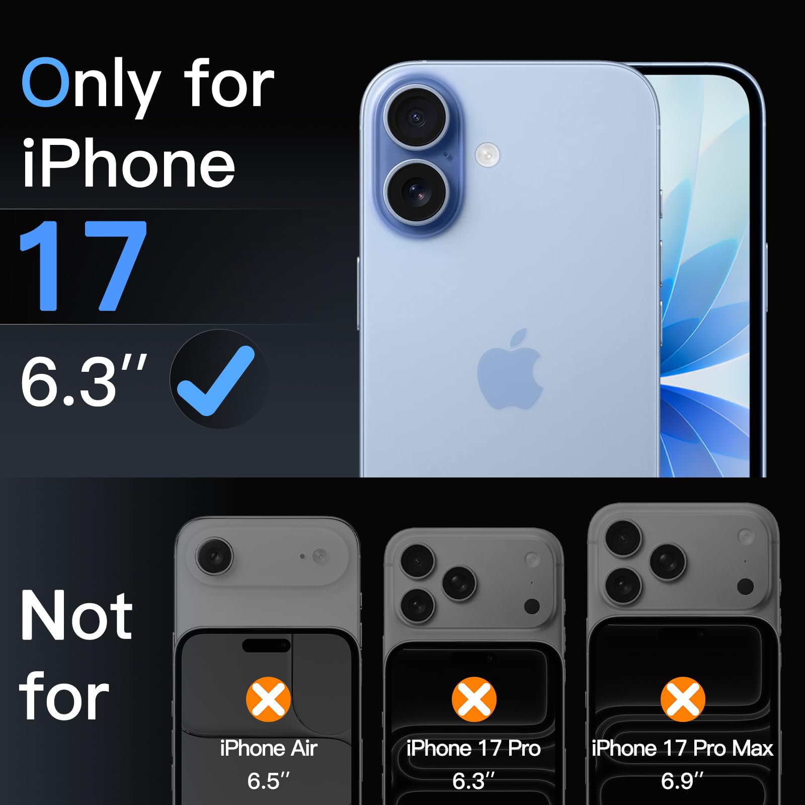 JETech Pellicola Protettiva per iPhone 17 6,3 Pollici con Protezione Obiettivo Fotocamera, Strumento Installazione Facile, 9H Durezza Vetro Temperato Film, HD Chiaro, Pacco da 2 Ciascuno