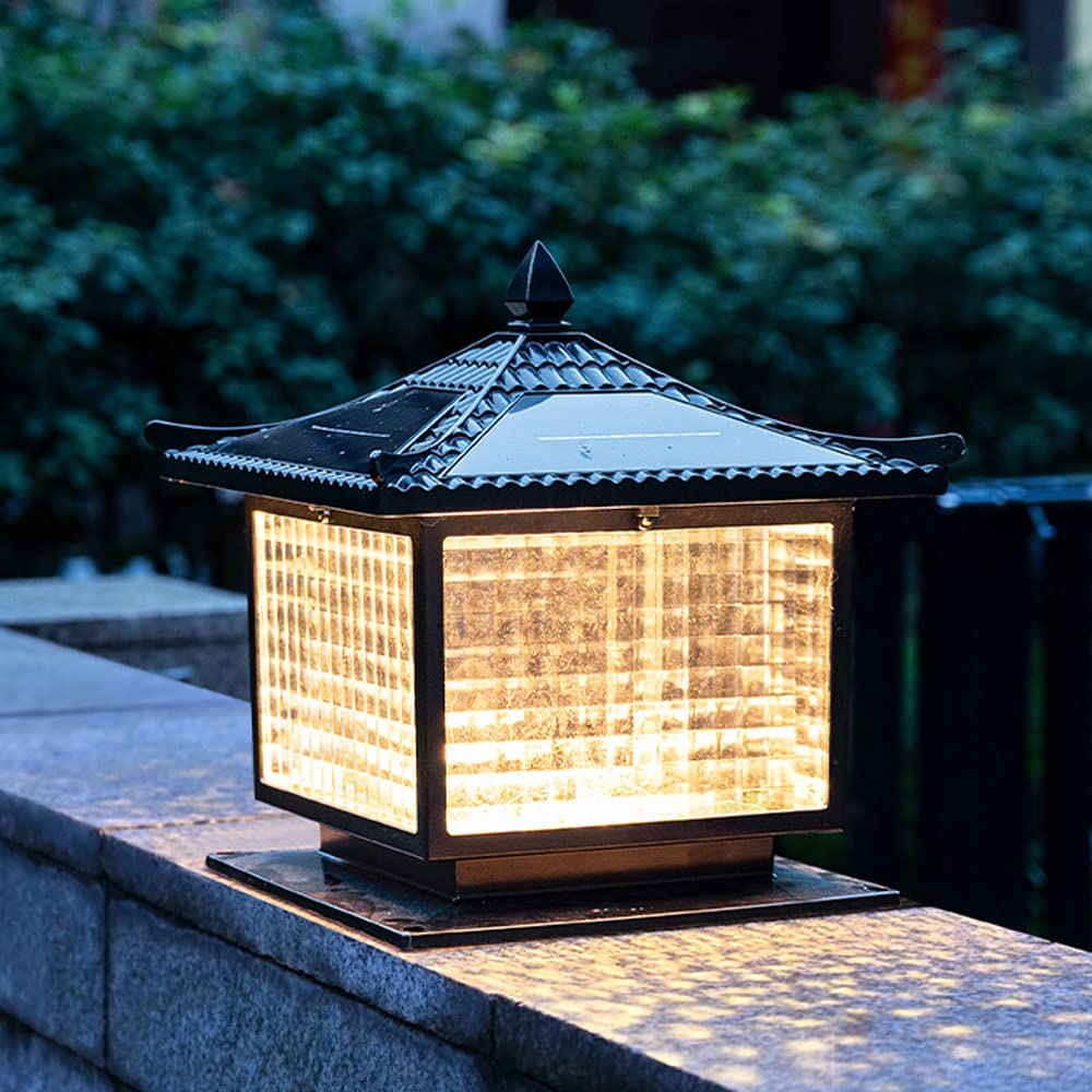 Solarna lampa kolumnowa z podstawą E26, wodoodporne szkło aluminiowe, styl retro, do willi, ogrodu, bramy balkonowej