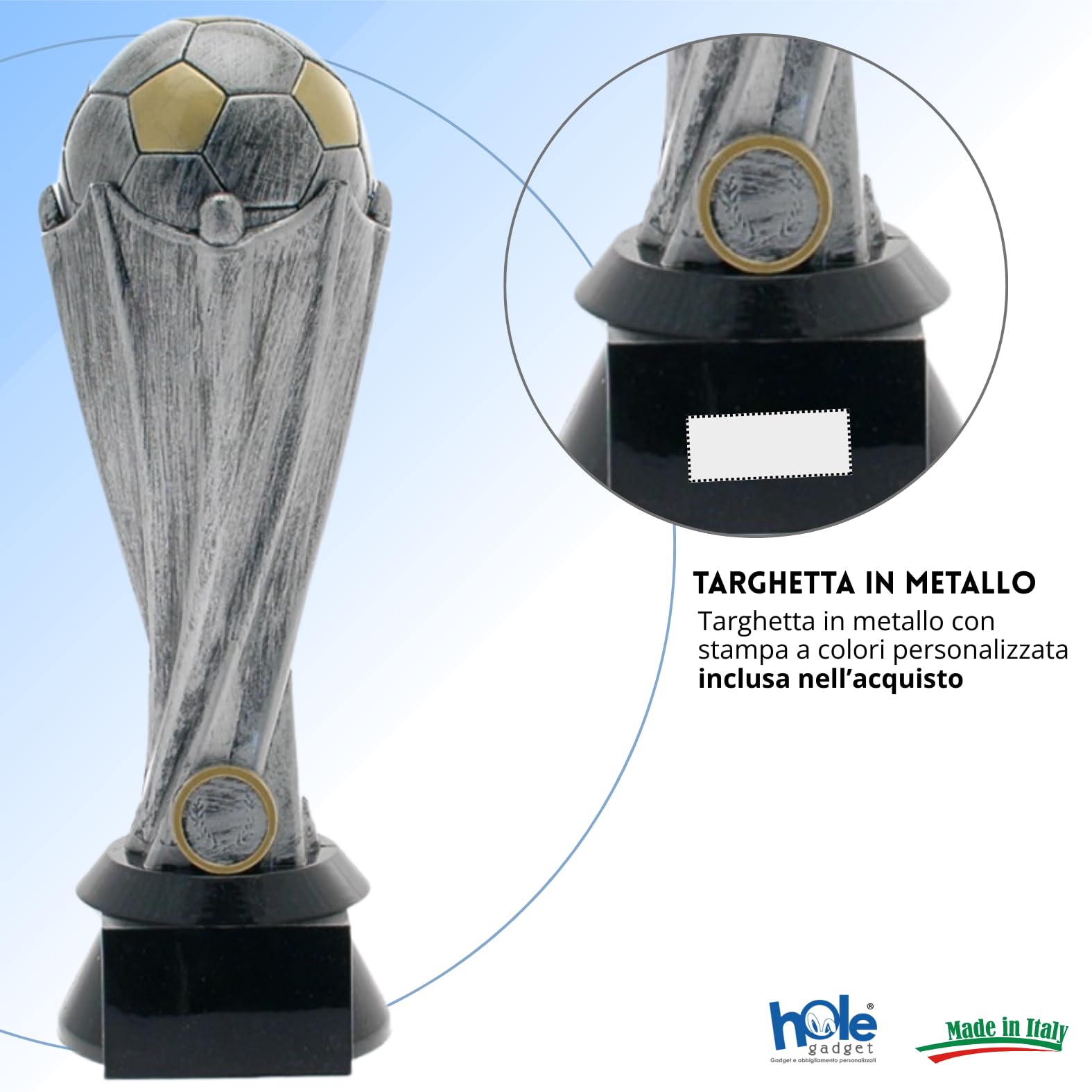 Premiazioni Calcio, Calcetto Fantacalcio Sportive Trofeo Personalizzabile Statuette con Targhetta Personalizzata Capocannoniere, Fair Play, Portiere o Squadra