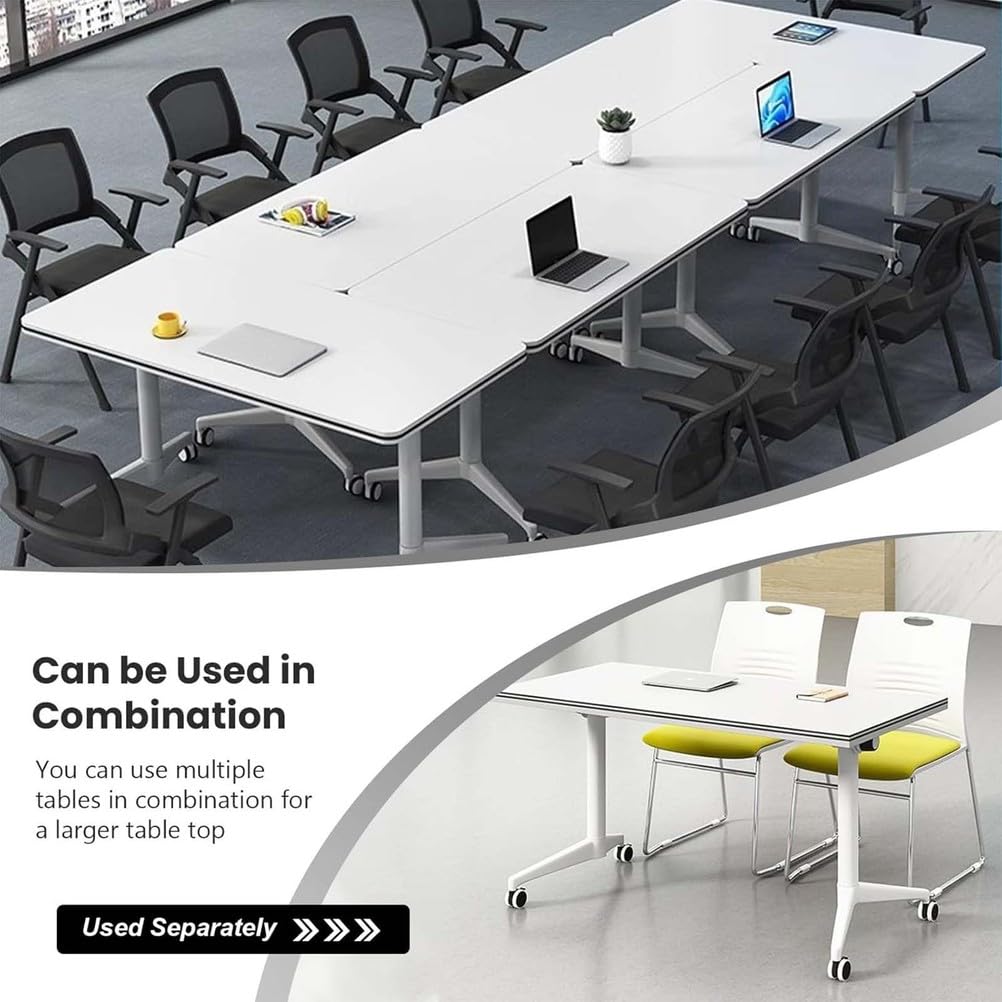 Mobile, klappbare Konferenztische mit Rollen – Klappbare Tischplatte für Büro, Klassenzimmer, Schulung – 120 x 60 x 75 cm, platzsparend