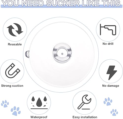 Miniatura 4 de Tondiamo 8 ventosas para ventana de gato, potente ventosa de repuesto para hamacas de gato, suministros de asiento de ventana, 2 estilos (estilo