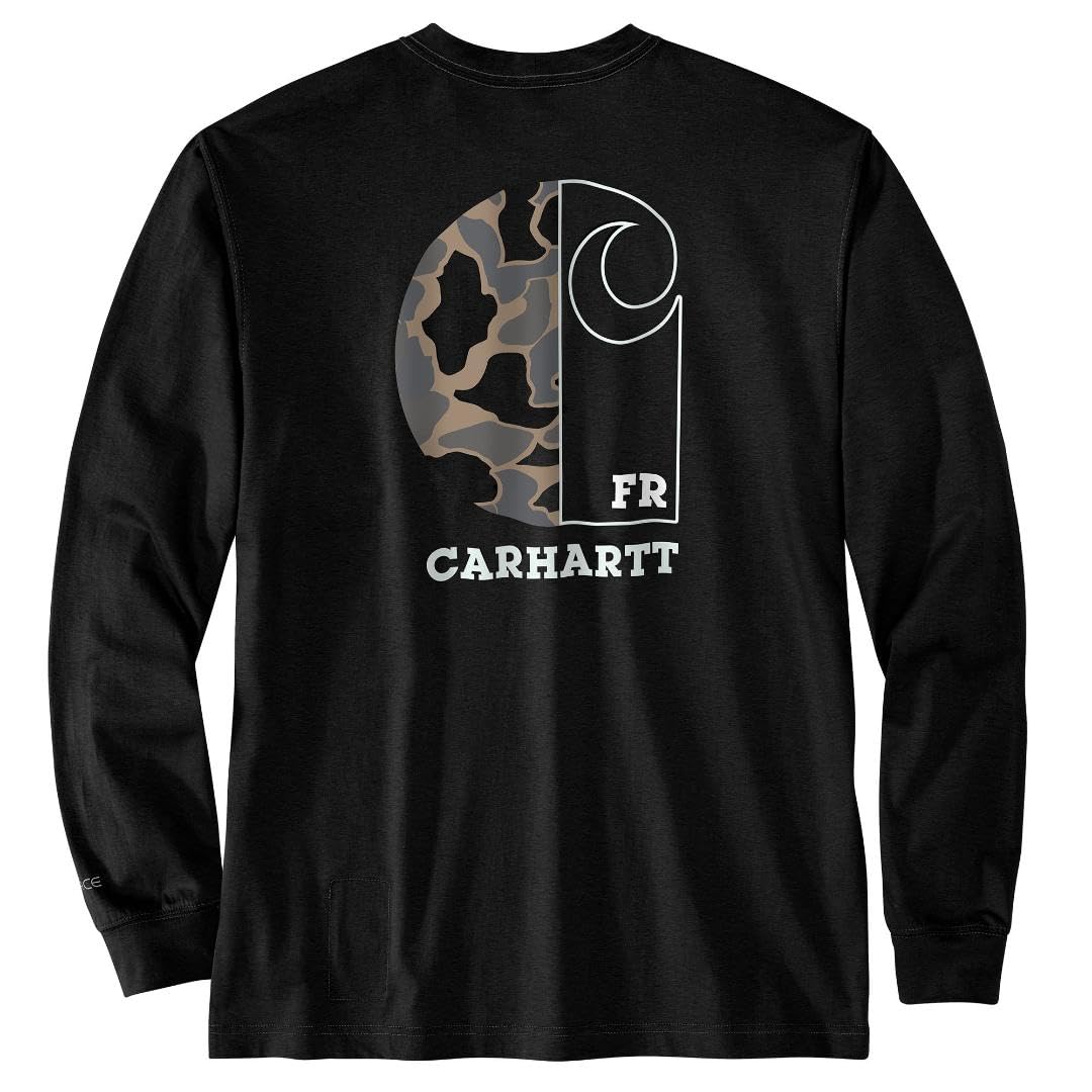 Carhartt Mens Flame Resistant Force Loose Fit Lightweight Long-Sleeve Camo C Graphic T-Shirt