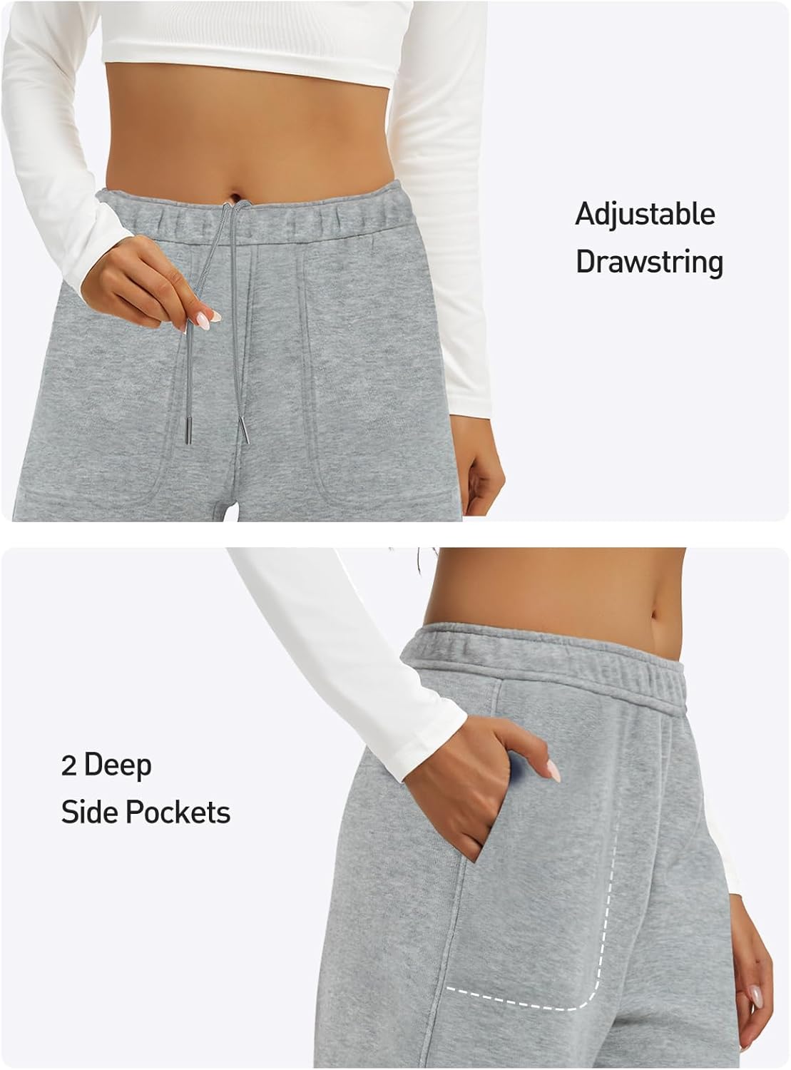 Women's Barrel Capri Sweatpants Drawstring Elastic Waisted Wide Leg Pants Casual Soft Baggy Cropped Sweat Pants - Image 5