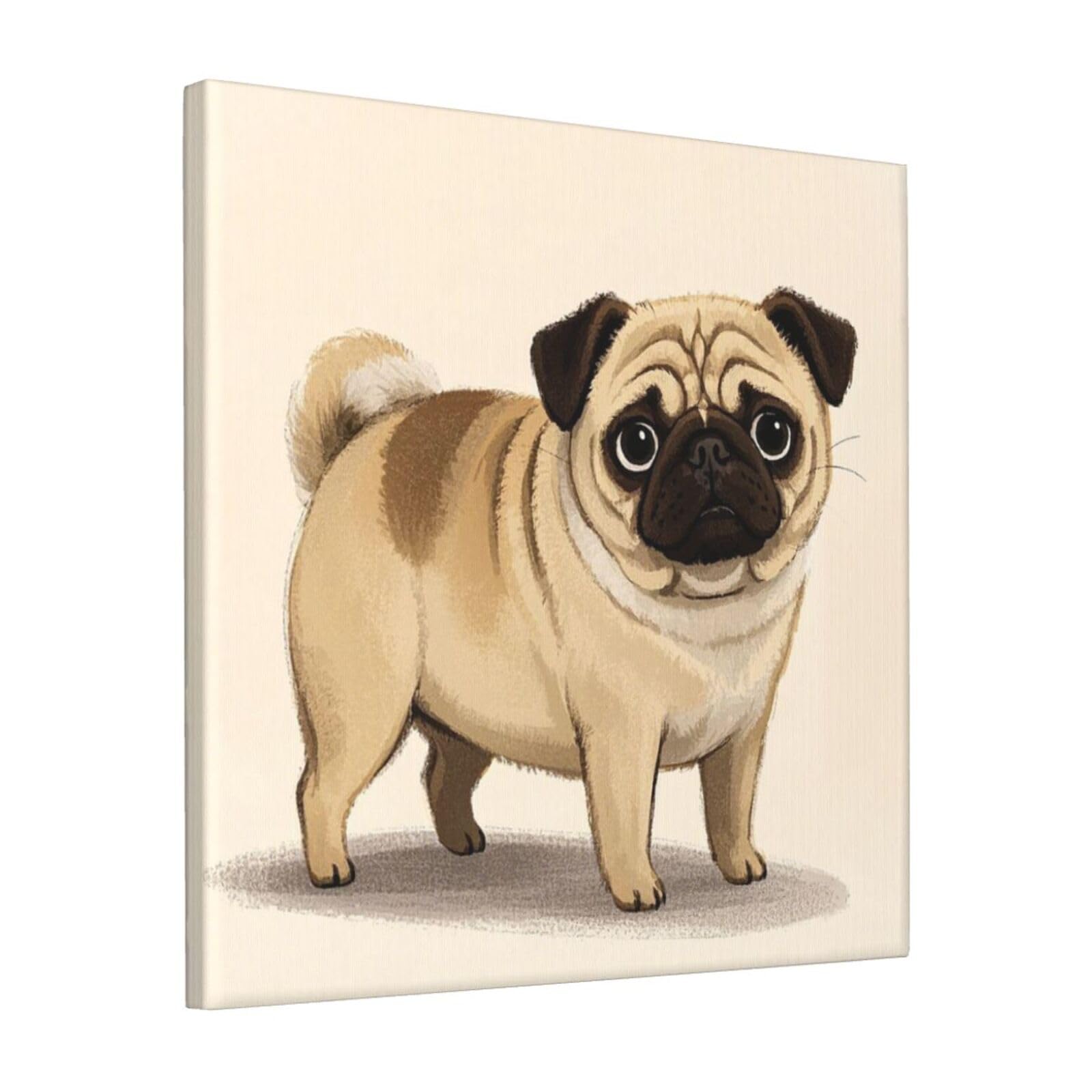 FodPand cartoon pug Canvas Wall Art for Living Room Wall Decor 12"x12" Modern Artwork Painting Pictures Hanging Canvas Prints Aesthetic Wall Art for Bedroom Bathroom Office Wallart Decor