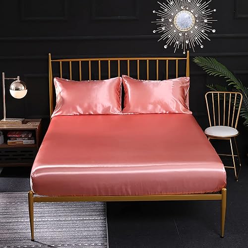 Miniatura 2 de Juego de sábanas de satén, juego de sábanas de satén sedoso extra suave con 1 sábana bajera + 1 sábana encimera + 2 fundas de almohada (4 piezas,