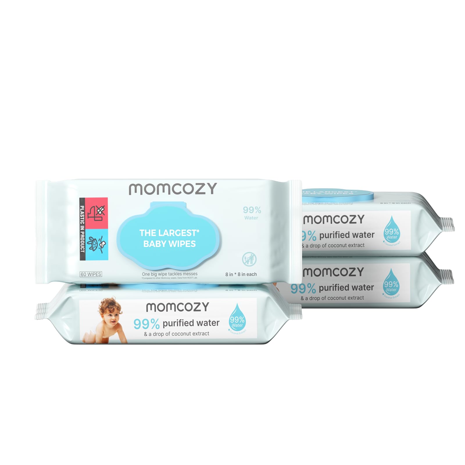 Momcozy 240 Pack Water Based Baby Wipes Extra Large Design 99% Water Based Wipes Fragrance Free and Hypoallergenic Wipes for Babies and Babies