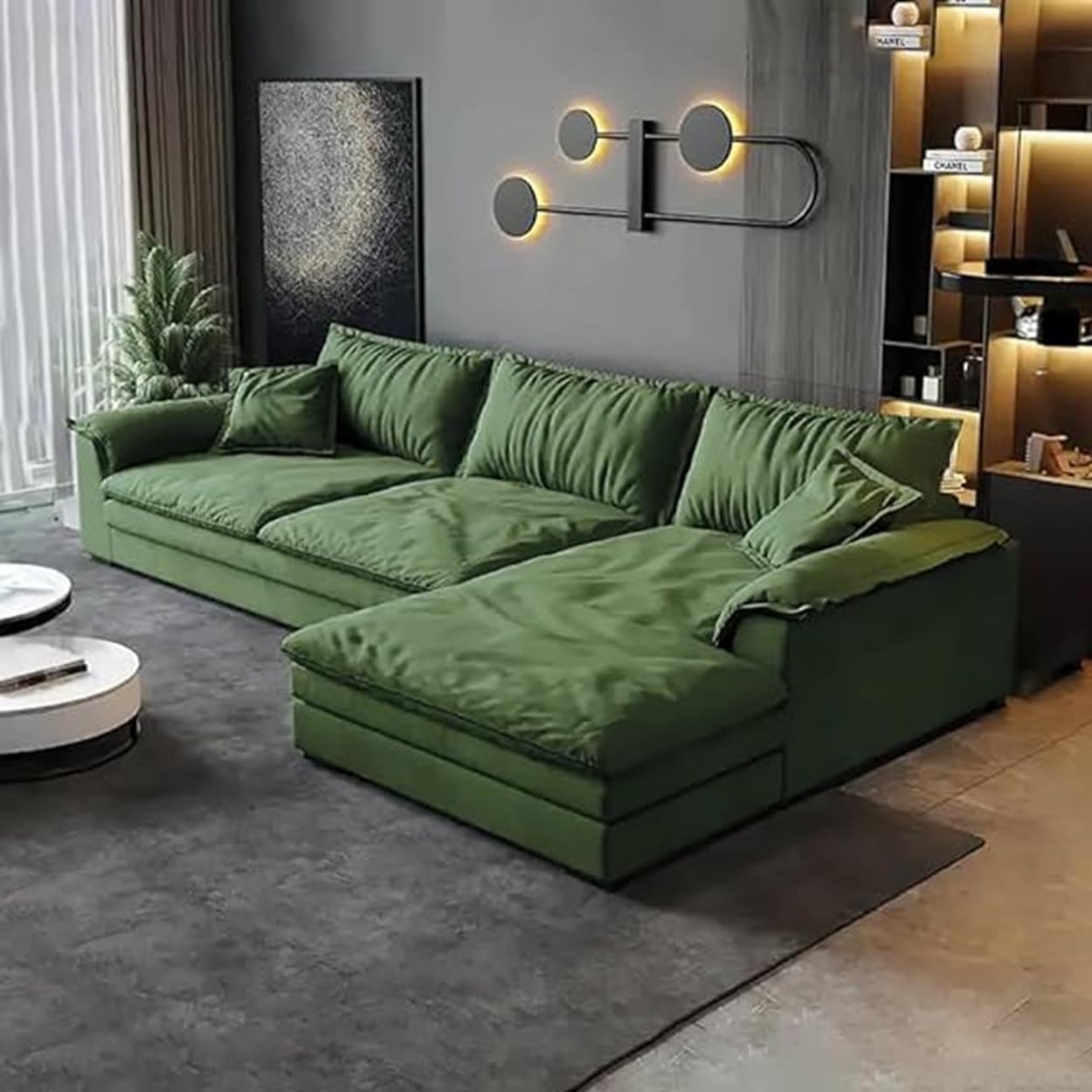 Comfynest Velvet Sectional Sofa Full Length for Living Room Modern couch (Green, Left)