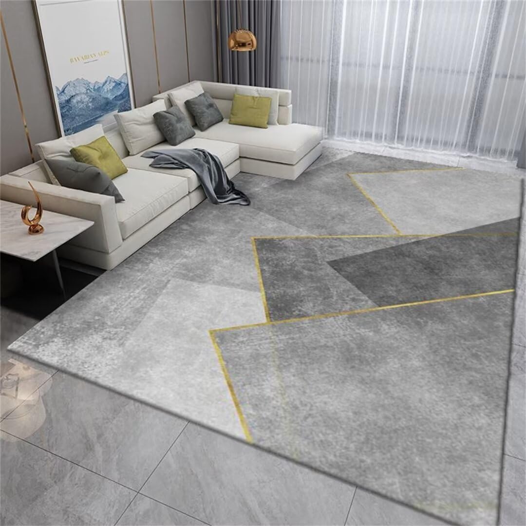 Déco salon chaleureuse avec le tapis gris 120x180cm pour décoration de la maison