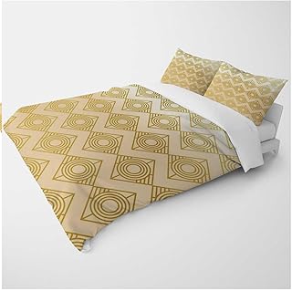 YANFENQI King Lightweight Duvet Cover Cream Coloured Geometric Checked Bedding Aesthetic for Kids Teens Adults (King,104