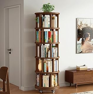Beauenty 5-Tier 360° Rotating Bookshelf Bookcase