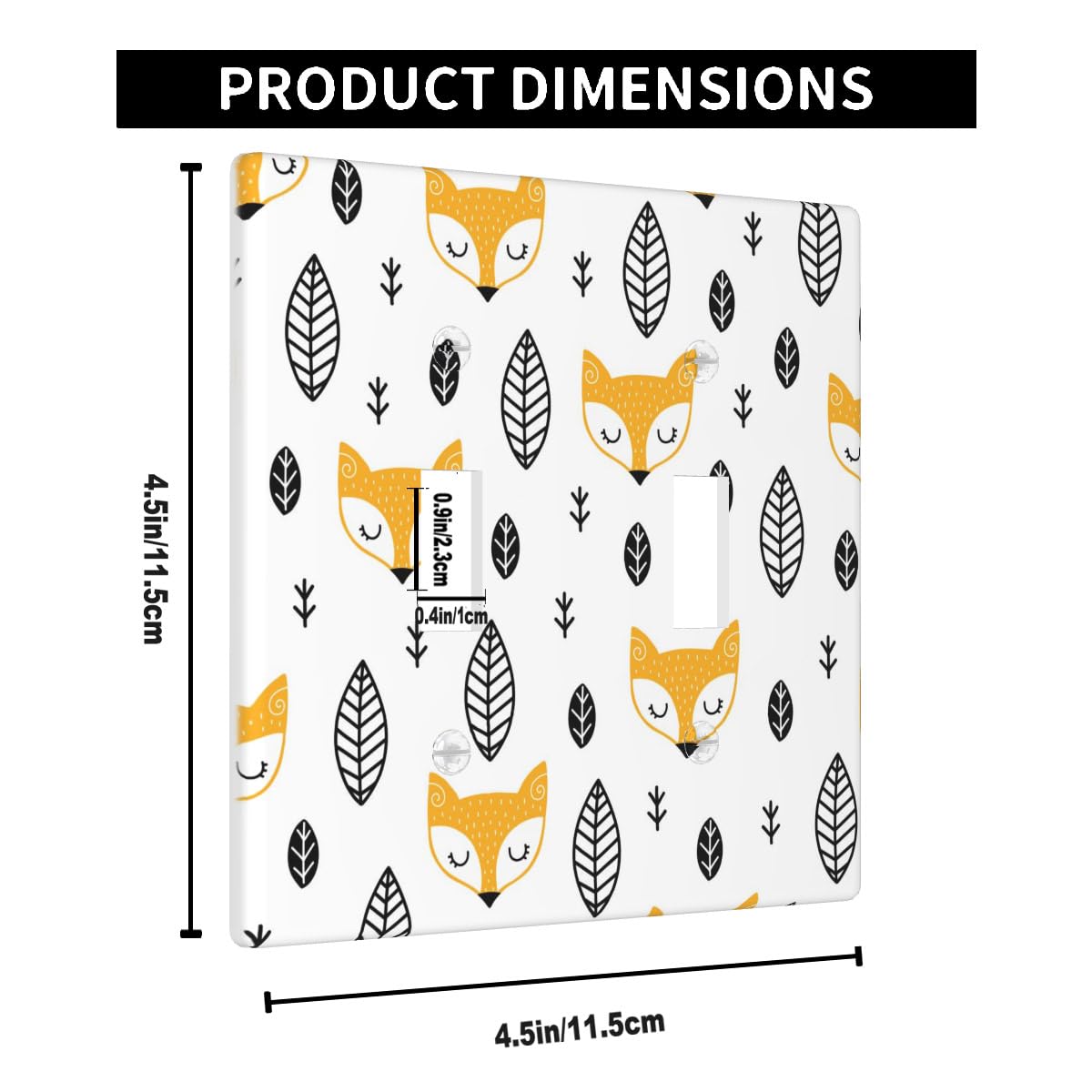 Pznen Boho Fox Cartoon Double Toggle Light Switch Cover Woodland Fox Nursery Wall Plate Covers 2-Gang Toggle Switch Plates Home Decorative Office