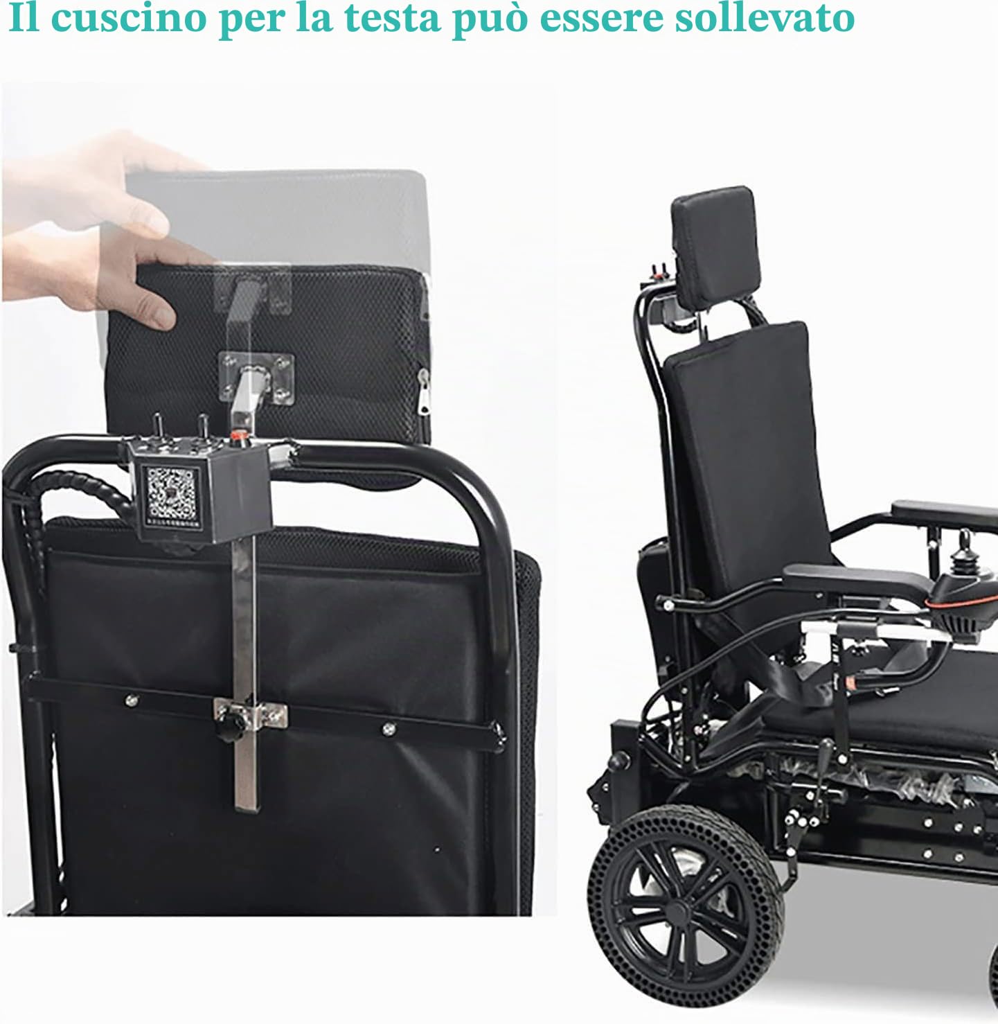 Sedia a rotelle elettrica pieghevole per disabili adulti anziani - Sedia a rotelle elettrica in lega di alluminio con poggiatesta sollevabile