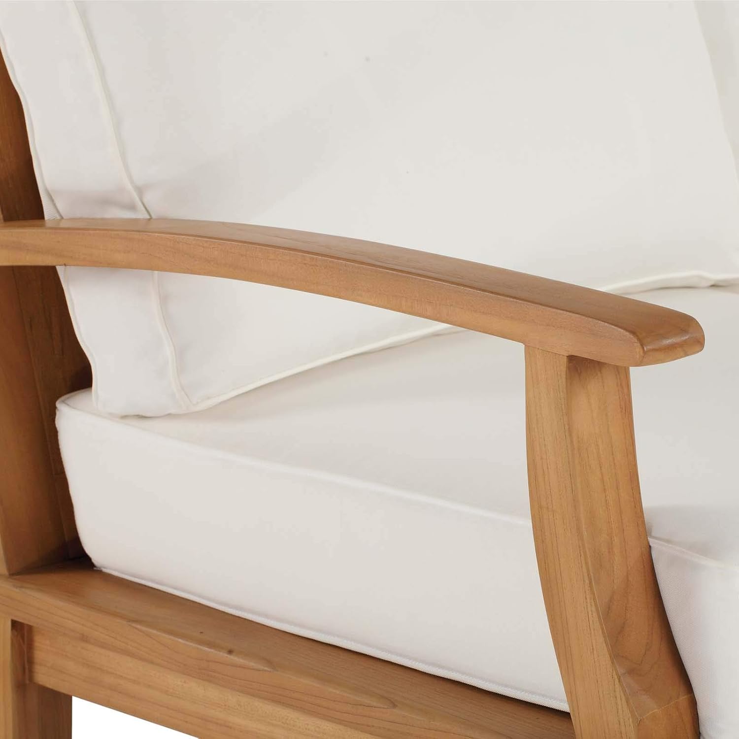 Modway Marina Outdoor Patio Teak Sofa in Natural White