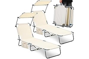2 Pcs Beach Chairs for Adults with Canopy