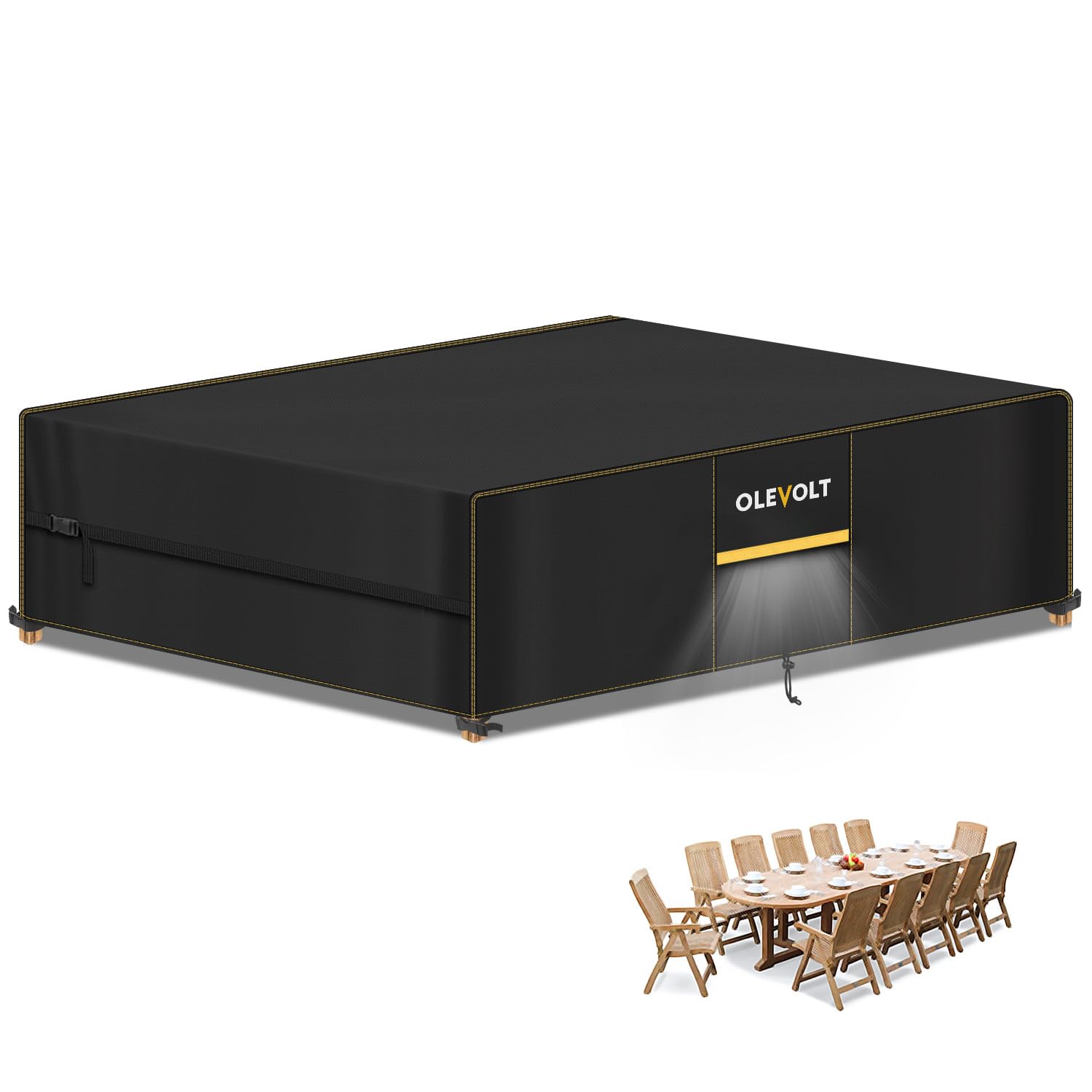 OLEVOLT Gartenmöbel Abdeckung Wasserdicht Loungemöbel Abdeckung Winterfest | Abdeckplane für Gartenmöbel Schutzhülle Gartentisch UV-Schutz für Lounge und Sitzgruppe Abdeckhaube Gartensofa 320x190x74cm