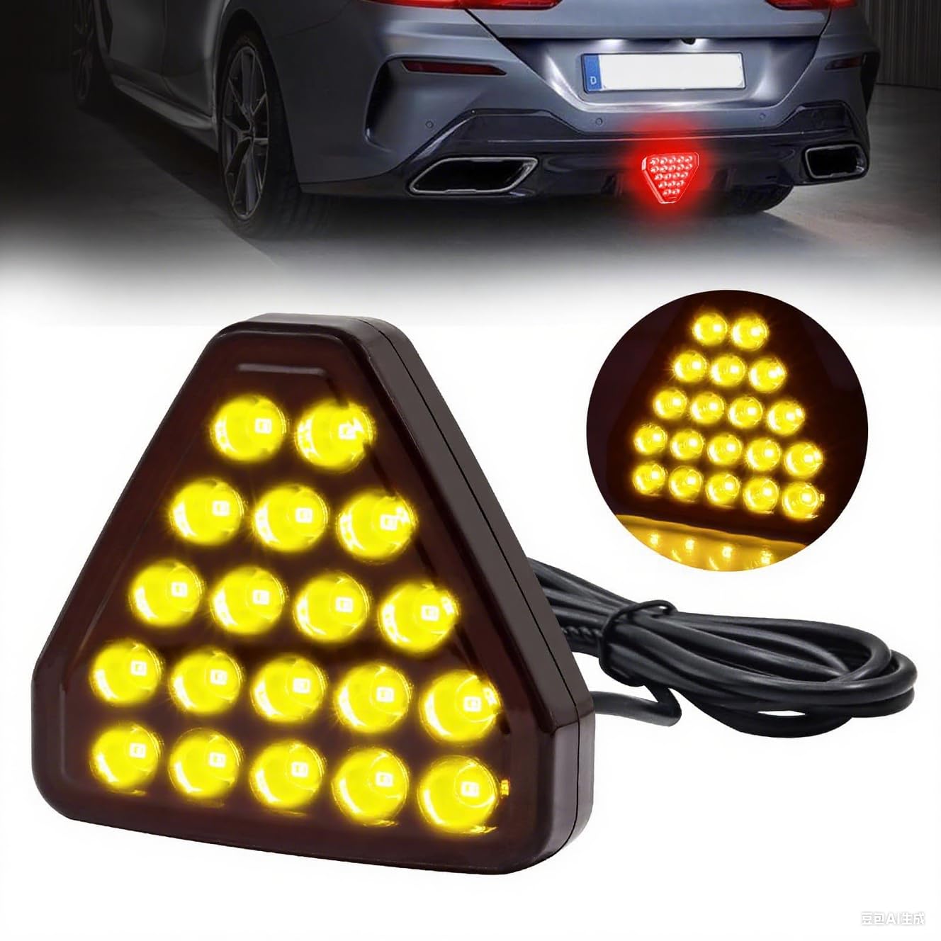 Luce posteriore a LED per auto, triangolare, ad alta posizione, terza luce di stop, universale, per auto, SUV, ATV, camion, 1 pezzo