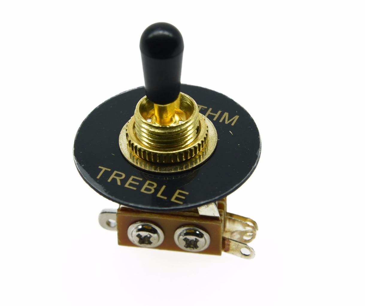 Dopro LP Guitar 3 Way Toggle Switch Gold with Black Tip and RHYTHM TREBLE Plate for Les Paul - Image 2