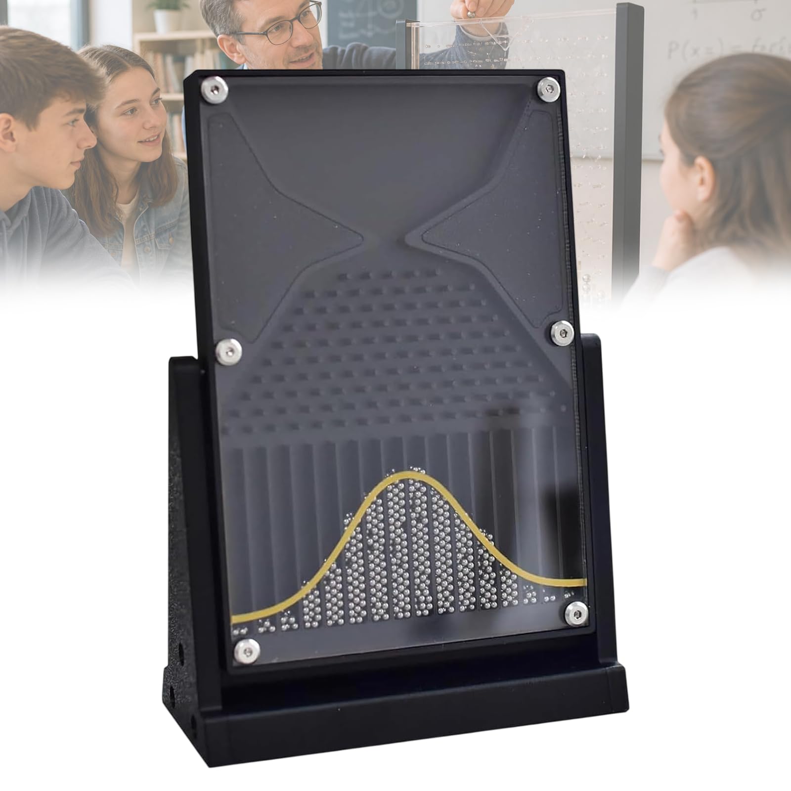 TsoLay Galton Board Probability Model, 12 x 18 cm Normal Distribution Bell Curve Demonstrator with Red Curve, Statistics Learning Kit for Probability Education, Math Class and Physics Lab